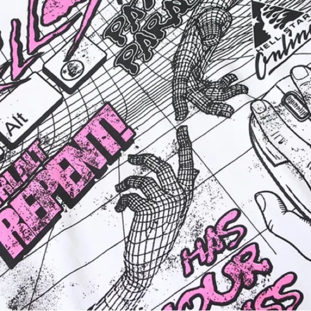 Hellstar Graphic Tee - White and Multicolor - Picture 2 of 4